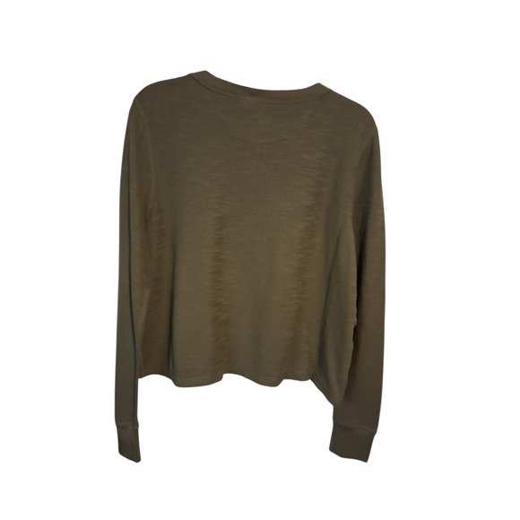 Tecovas Western Women's size Large Double Slub Goblincore Cropped Henley Shirt - Picture 11 of 12